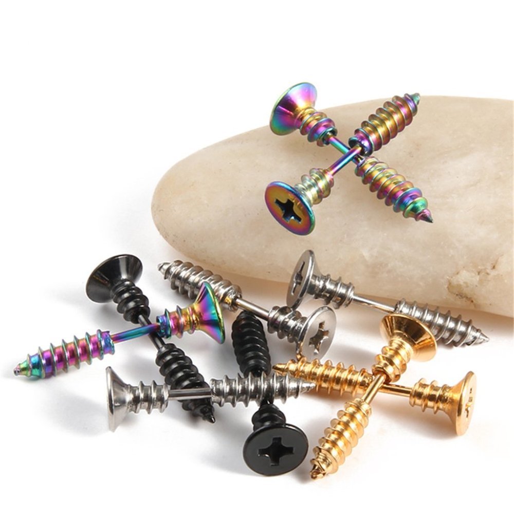Screw stud earrings, Punk Earrings.